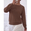 image:imageBTFBM Fall Long Sleeve Sweaters for Women Trendy  Lightweight Knit Sweater Cute 3D Flower Embroidery Crew Neck TopsBusiness CasualHoliday2026 Winter ClothesBrown