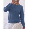 image:imageBTFBM Fall Long Sleeve Sweaters for Women Trendy  Lightweight Knit Sweater Cute 3D Flower Embroidery Crew Neck TopsBusiness CasualHoliday2026 Winter ClothesDark Blue