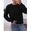 image:imageBTFBM Fall Long Sleeve Sweaters for Women Trendy  Lightweight Knit Sweater Cute 3D Flower Embroidery Crew Neck TopsBusiness CasualHoliday2026 Winter ClothesBlack