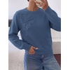 image:imageBTFBM Fall Long Sleeve Sweaters for Women Trendy  Lightweight Knit Sweater Cute 3D Flower Embroidery Crew Neck TopsBusiness CasualHoliday2026 Winter ClothesDark Blue
