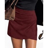 image:imageBTFBM Faux Suede Mini Skirts for Women Ruched Wrap Skorts  Elastic High Waisted Skirt With Shorts Underneath Cute Boho Skort Holiday Western Concert Outfits Trendy Winter Fall 2026Burgundy