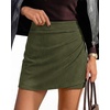 image:imageBTFBM Faux Suede Mini Skirts for Women Ruched Wrap Skorts  Elastic High Waisted Skirt With Shorts Underneath Cute Boho Skort Holiday Western Concert Outfits Trendy Winter Fall 2026Army Green