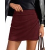 image:imageBTFBM Faux Suede Mini Skirts for Women Ruched Wrap Skorts  Elastic High Waisted Skirt With Shorts Underneath Cute Boho Skort Holiday Western Concert Outfits Trendy Winter Fall 2026Burgundy