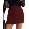 image:imageBTFBM Faux Suede Mini Skirts for Women Ruched Wrap Skorts  Elastic High Waisted Skirt With Shorts Underneath Cute Boho Skort Holiday Western Concert Outfits Trendy Winter Fall 2026Burgundy