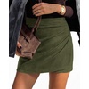 image:imageBTFBM Faux Suede Mini Skirts for Women Ruched Wrap Skorts  Elastic High Waisted Skirt With Shorts Underneath Cute Boho Skort Holiday Western Concert Outfits Trendy Winter Fall 2026Army Green