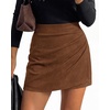 image:imageBTFBM Faux Suede Mini Skirts for Women Ruched Wrap Skorts  Elastic High Waisted Skirt With Shorts Underneath Cute Boho Skort Holiday Western Concert Outfits Trendy Winter Fall 2026Brown