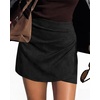 image:imageBTFBM Faux Suede Mini Skirts for Women Ruched Wrap Skorts  Elastic High Waisted Skirt With Shorts Underneath Cute Boho Skort Holiday Western Concert Outfits Trendy Winter Fall 2026Black