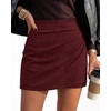 image:imageBTFBM Faux Suede Mini Skirts for Women Ruched Wrap Skorts  Elastic High Waisted Skirt With Shorts Underneath Cute Boho Skort Holiday Western Concert Outfits Trendy Winter Fall 2026Burgundy