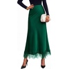 image:imageBTFBM Lace Trim Satin Skirts for Women Elegant  Lightweight High Waist ALine Flowy Maxi Skirt Wedding Cocktail Graduation Holiday Outfits Fall Fashion Clothing 2026Dark Green