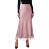image:imageBTFBM Lace Trim Satin Skirts for Women Elegant  Lightweight High Waist ALine Flowy Maxi Skirt Wedding Cocktail Graduation Holiday Outfits Fall Fashion Clothing 2026Pink