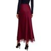 image:imageBTFBM Lace Trim Satin Skirts for Women Elegant  Lightweight High Waist ALine Flowy Maxi Skirt Wedding Cocktail Graduation Holiday Outfits Fall Fashion Clothing 2026Burgundy