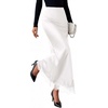 image:imageBTFBM Lace Trim Satin Skirts for Women Elegant  Lightweight High Waist ALine Flowy Maxi Skirt Wedding Cocktail Graduation Holiday Outfits Fall Fashion Clothing 2026White