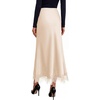image:imageBTFBM Lace Trim Satin Skirts for Women Elegant  Lightweight High Waist ALine Flowy Maxi Skirt Wedding Cocktail Graduation Holiday Outfits Fall Fashion Clothing 2026Beige
