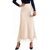 image:imageBTFBM Lace Trim Satin Skirts for Women Elegant  Lightweight High Waist ALine Flowy Maxi Skirt Wedding Cocktail Graduation Holiday Outfits Fall Fashion Clothing 2026Beige