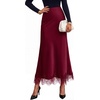 image:imageBTFBM Lace Trim Satin Skirts for Women Elegant  Lightweight High Waist ALine Flowy Maxi Skirt Wedding Cocktail Graduation Holiday Outfits Fall Fashion Clothing 2026Burgundy