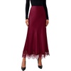 image:imageBTFBM Lace Trim Satin Skirts for Women Elegant  Lightweight High Waist ALine Flowy Maxi Skirt Wedding Cocktail Graduation Holiday Outfits Fall Fashion Clothing 2026Burgundy