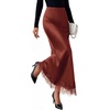 image:imageBTFBM Lace Trim Satin Skirts for Women Elegant  Lightweight High Waist ALine Flowy Maxi Skirt Wedding Cocktail Graduation Holiday Outfits Fall Fashion Clothing 2026Brown