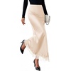 image:imageBTFBM Lace Trim Satin Skirts for Women Elegant  Lightweight High Waist ALine Flowy Maxi Skirt Wedding Cocktail Graduation Holiday Outfits Fall Fashion Clothing 2026Beige