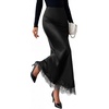 image:imageBTFBM Lace Trim Satin Skirts for Women Elegant  Lightweight High Waist ALine Flowy Maxi Skirt Wedding Cocktail Graduation Holiday Outfits Fall Fashion Clothing 2026Black