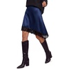 image:imageBTFBM Satin Mini Skirts for Women 2026 Lace Fall Skirt  Asymmetrical Lace Trim Hem High Waist Patchwork Skirt Dressy Casual Short Silk Skirts Date Night Cocktail Wedding GuestNavy Blue