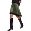 image:imageBTFBM Satin Mini Skirts for Women 2026 Lace Fall Skirt  Asymmetrical Lace Trim Hem High Waist Patchwork Skirt Dressy Casual Short Silk Skirts Date Night Cocktail Wedding GuestArmy Green