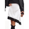 image:imageBTFBM Satin Mini Skirts for Women 2026 Lace Fall Skirt  Asymmetrical Lace Trim Hem High Waist Patchwork Skirt Dressy Casual Short Silk Skirts Date Night Cocktail Wedding GuestWhite
