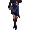 image:imageBTFBM Satin Mini Skirts for Women 2026 Lace Fall Skirt  Asymmetrical Lace Trim Hem High Waist Patchwork Skirt Dressy Casual Short Silk Skirts Date Night Cocktail Wedding GuestNavy Blue