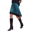 image:imageBTFBM Satin Mini Skirts for Women 2026 Lace Fall Skirt  Asymmetrical Lace Trim Hem High Waist Patchwork Skirt Dressy Casual Short Silk Skirts Date Night Cocktail Wedding GuestLake Blue