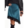 image:imageBTFBM Satin Mini Skirts for Women 2026 Lace Fall Skirt  Asymmetrical Lace Trim Hem High Waist Patchwork Skirt Dressy Casual Short Silk Skirts Date Night Cocktail Wedding GuestLake Blue