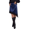 image:imageBTFBM Satin Mini Skirts for Women 2026 Lace Fall Skirt  Asymmetrical Lace Trim Hem High Waist Patchwork Skirt Dressy Casual Short Silk Skirts Date Night Cocktail Wedding GuestNavy Blue