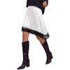 image:imageBTFBM Satin Mini Skirts for Women 2026 Lace Fall Skirt  Asymmetrical Lace Trim Hem High Waist Patchwork Skirt Dressy Casual Short Silk Skirts Date Night Cocktail Wedding GuestWhite