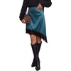 image:imageBTFBM Satin Mini Skirts for Women 2026 Lace Fall Skirt  Asymmetrical Lace Trim Hem High Waist Patchwork Skirt Dressy Casual Short Silk Skirts Date Night Cocktail Wedding GuestLake Blue