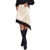 image:imageBTFBM Satin Mini Skirts for Women 2026 Lace Fall Skirt  Asymmetrical Lace Trim Hem High Waist Patchwork Skirt Dressy Casual Short Silk Skirts Date Night Cocktail Wedding GuestBeige