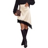 image:imageBTFBM Satin Mini Skirts for Women 2026 Lace Fall Skirt  Asymmetrical Lace Trim Hem High Waist Patchwork Skirt Dressy Casual Short Silk Skirts Date Night Cocktail Wedding GuestBeige