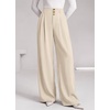 image:imageBTFBM Wide Leg Dress Pants Women Business Casual Outfits  Elastic High Waisted Palazzo Pants Button Zip Up Closure Pleated Office Work Trousers With Pockets Fall Fashion 2026Beige