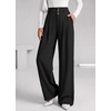 image:imageBTFBM Wide Leg Dress Pants Women Business Casual Outfits  Elastic High Waisted Palazzo Pants Button Zip Up Closure Pleated Office Work Trousers With Pockets Fall Fashion 2026Black