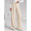 image:imageBTFBM Wide Leg Dress Pants Women Business Casual Outfits  Elastic High Waisted Palazzo Pants Button Zip Up Closure Pleated Office Work Trousers With Pockets Fall Fashion 2026Beige