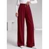 image:imageBTFBM Wide Leg Dress Pants Women Business Casual Outfits  Elastic High Waisted Palazzo Pants Button Zip Up Closure Pleated Office Work Trousers With Pockets Fall Fashion 2026Burgundy