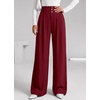 image:imageBTFBM Wide Leg Dress Pants Women Business Casual Outfits  Elastic High Waisted Palazzo Pants Button Zip Up Closure Pleated Office Work Trousers With Pockets Fall Fashion 2026Burgundy