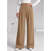 image:imageBTFBM Wide Leg Dress Pants Women Business Casual Outfits  Elastic High Waisted Palazzo Pants Button Zip Up Closure Pleated Office Work Trousers With Pockets Fall Fashion 2026Khaki