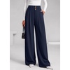 image:imageBTFBM Wide Leg Dress Pants Women Business Casual Outfits  Elastic High Waisted Palazzo Pants Button Zip Up Closure Pleated Office Work Trousers With Pockets Fall Fashion 2026Navy Blue