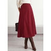image:imageBTFBM Women Faux Suede Midi Long Skirt Fall Fashion 2026  High Waisted Skirts For Women Trendy Lightweight Back Elastic Arc Line Design ALine Winter Dress Boho Western OutfitsBurgundy