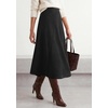 image:imageBTFBM Women Faux Suede Midi Long Skirt Fall Fashion 2026  High Waisted Skirts For Women Trendy Lightweight Back Elastic Arc Line Design ALine Winter Dress Boho Western OutfitsBlack