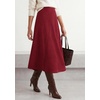 image:imageBTFBM Women Faux Suede Midi Long Skirt Fall Fashion 2026  High Waisted Skirts For Women Trendy Lightweight Back Elastic Arc Line Design ALine Winter Dress Boho Western OutfitsBurgundy