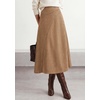 image:imageBTFBM Women Faux Suede Midi Long Skirt Fall Fashion 2026  High Waisted Skirts For Women Trendy Lightweight Back Elastic Arc Line Design ALine Winter Dress Boho Western OutfitsKhaki