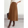 image:imageBTFBM Women Faux Suede Midi Long Skirt Fall Fashion 2026  High Waisted Skirts For Women Trendy Lightweight Back Elastic Arc Line Design ALine Winter Dress Boho Western OutfitsBrown