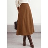 image:imageBTFBM Women Faux Suede Midi Long Skirt Fall Fashion 2026  High Waisted Skirts For Women Trendy Lightweight Back Elastic Arc Line Design ALine Winter Dress Boho Western OutfitsBrown