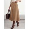 image:imageBTFBM Women Faux Suede Midi Long Skirt Fall Fashion 2026  High Waisted Skirts For Women Trendy Lightweight Back Elastic Arc Line Design ALine Winter Dress Boho Western OutfitsKhaki