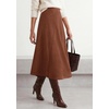 image:imageBTFBM Women Faux Suede Midi Long Skirt Fall Fashion 2026  High Waisted Skirts For Women Trendy Lightweight Back Elastic Arc Line Design ALine Winter Dress Boho Western OutfitsDark Brown