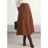 image:imageBTFBM Women Faux Suede Midi Long Skirt Fall Fashion 2026  High Waisted Skirts For Women Trendy Lightweight Back Elastic Arc Line Design ALine Winter Dress Boho Western OutfitsDark Brown